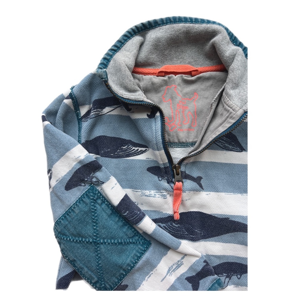 Boys Mini Boden 1/4 zip whale sweatshirt. Size 3-4y. Good condition.